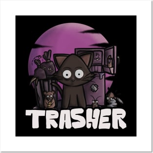 Cat and Trash Posters and Art